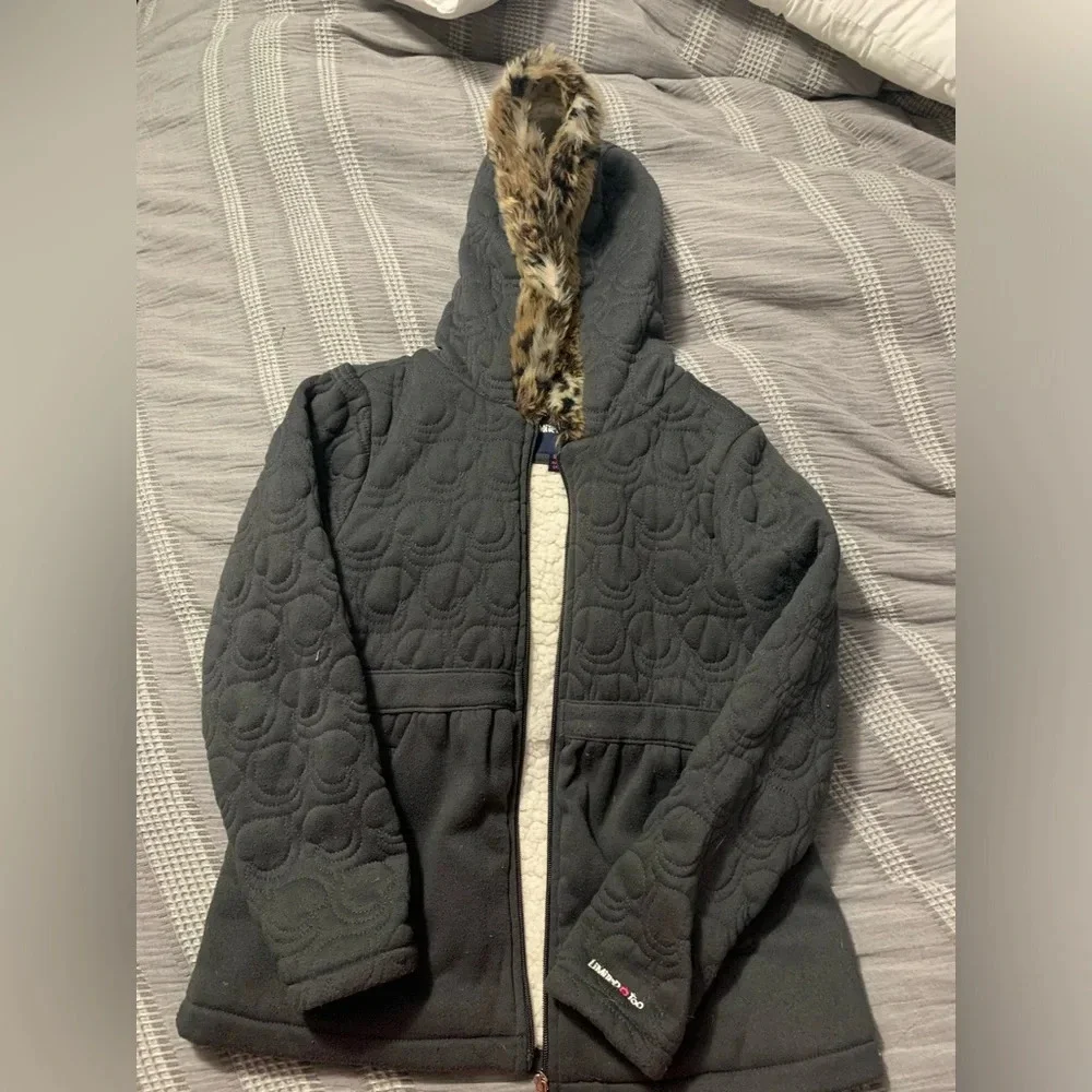 Limited Too Girls Jacket - Gray with cheetah accent